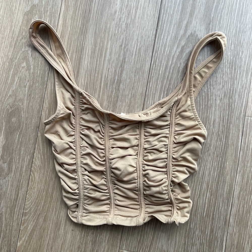 Bailey Rose tan ruched corset top Size XS